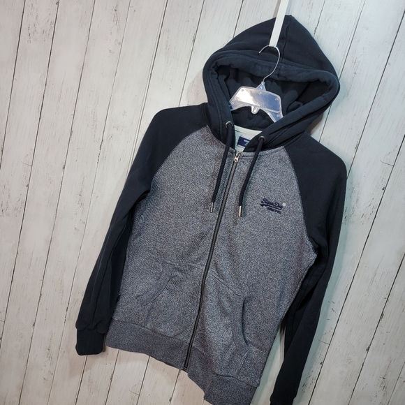 Superdry Men's Blue Vintage Logo Embroidered Baseball Zip Hoodie Size Small. - Picture 4 of 12